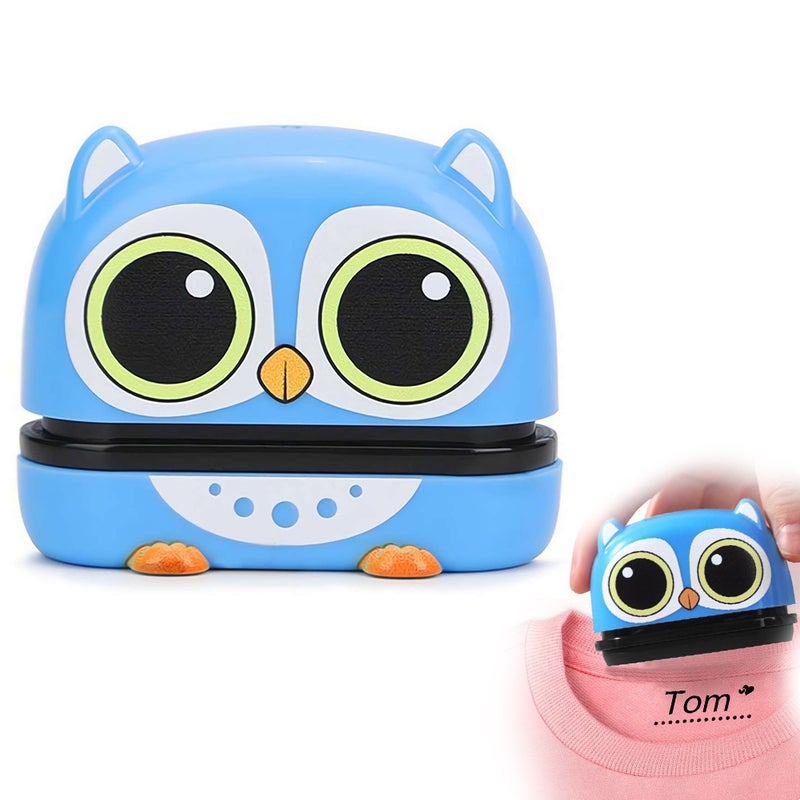 Custom Name Stamp with Icon for Clothing Kids, Waterproof Ink Personalized Custom Stamp, Daycare Camp School Labels, Includes Text & Icon Customization for Clothing, Books, Socks (blue) - Image 1